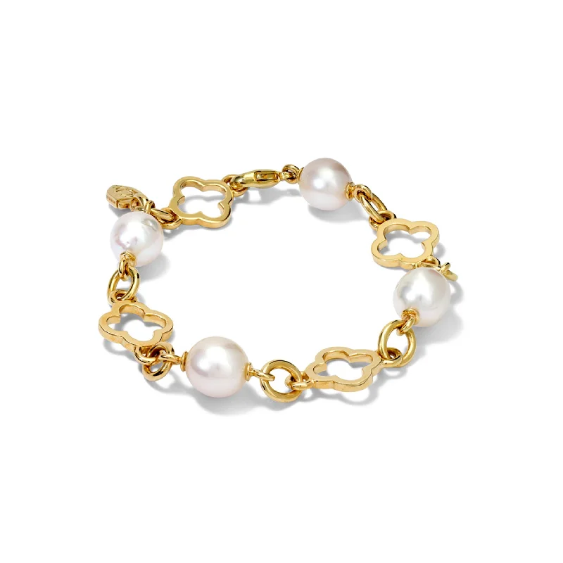 women’s classic pearl earrings for every occasion -Star Anise Link Bracelet Yellow Gold - Pearl