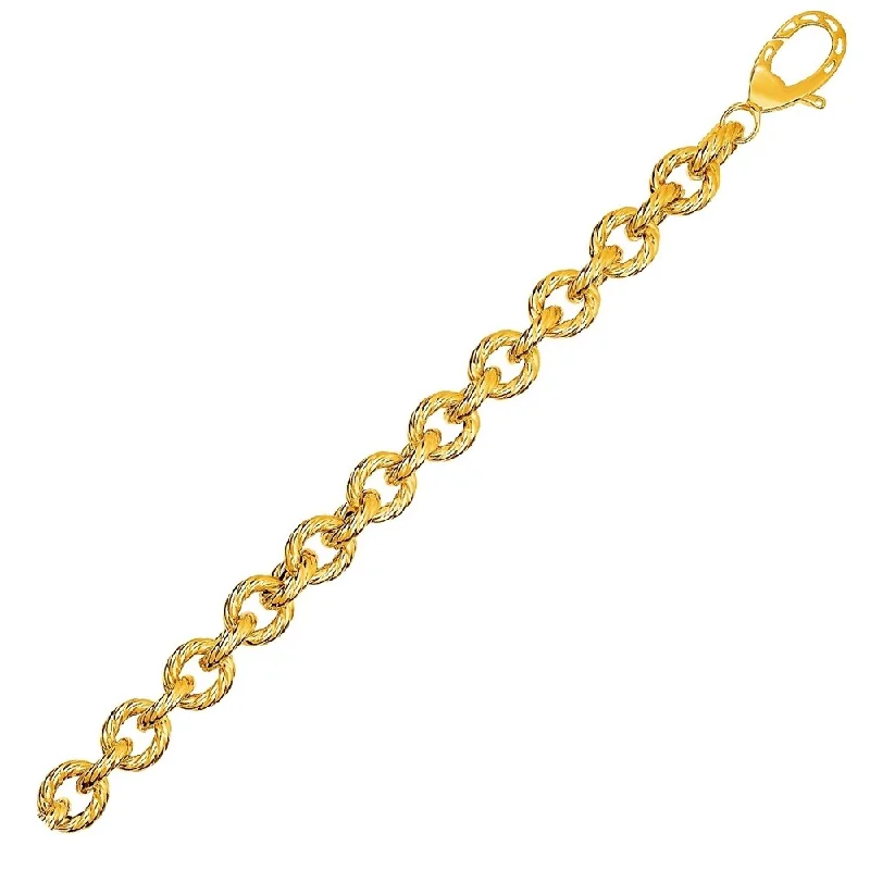 elegant women’s watches for formal occasions -Textured Oval Link Bracelet in 14k Yellow Gold