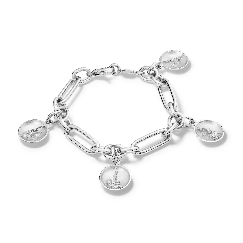 women’s engraved rings for personalized gifts -Wildflower Charm Bracelet Silver