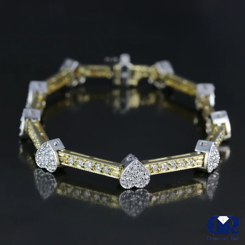 women’s rose gold jewelry for a modern touch -Women's 2.40 Round Cut Diamond Tennis Bracelet In 14K White & Yellow Gold