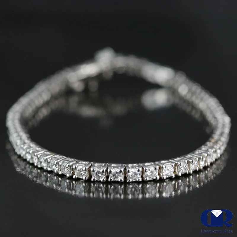 personalized women’s jewelry for birthdays -Women's 3.00 Carat Round Cut Diamond Tennis Bracelet In 14K White Gold