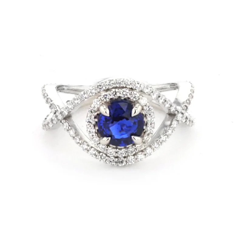 affordable women’s sterling silver rings for casual wear -Blue Sapphire & Diamond Ring