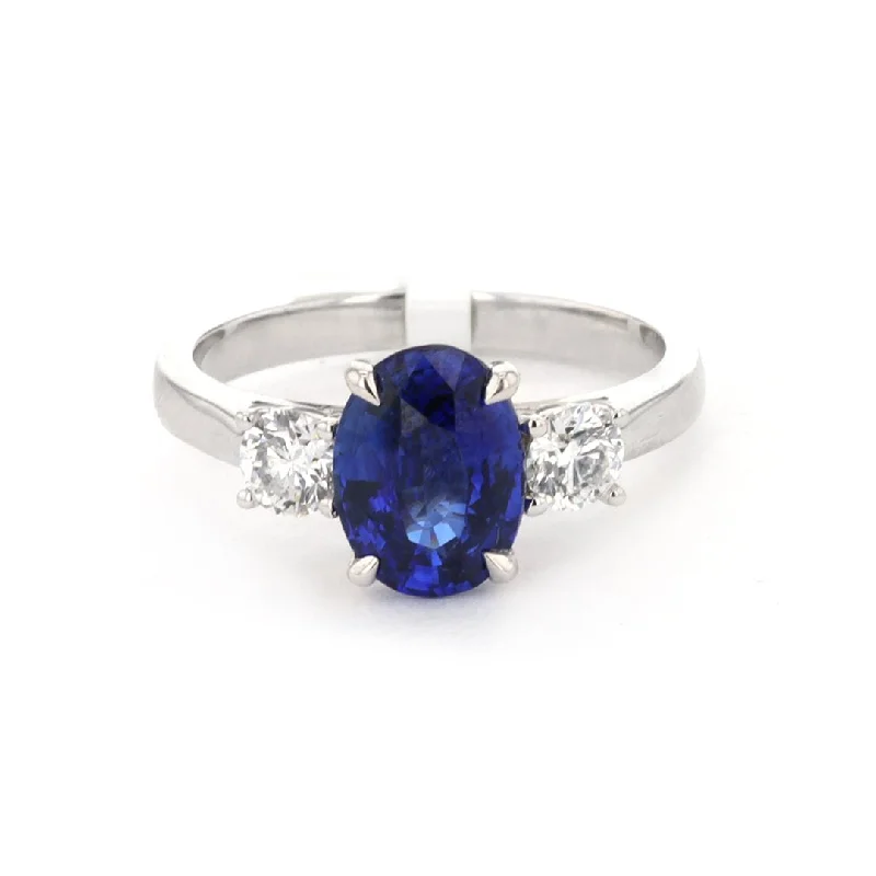 women’s engraved jewelry for personalized gifts -Blue Sapphire & Diamond Ring