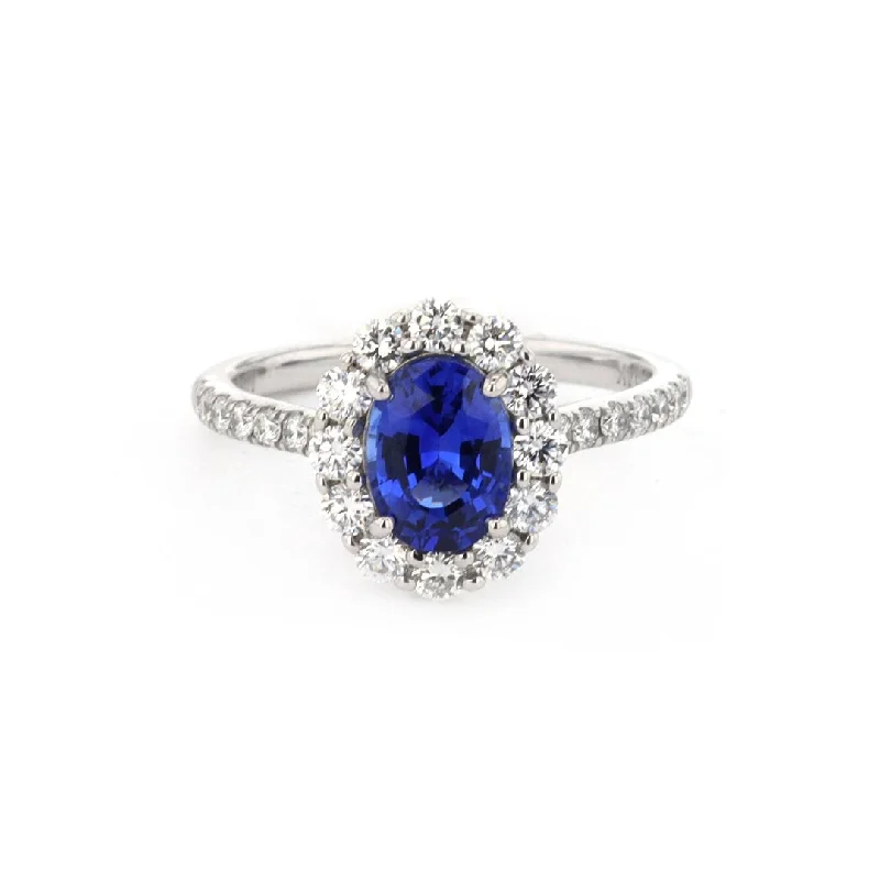 women’s engraved rings for personalized gifts -Blue Sapphire & Diamond Ring