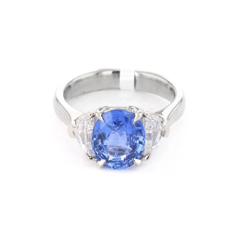 women’s vintage earrings for retro fashion -Blue Sapphire & Diamond Ring