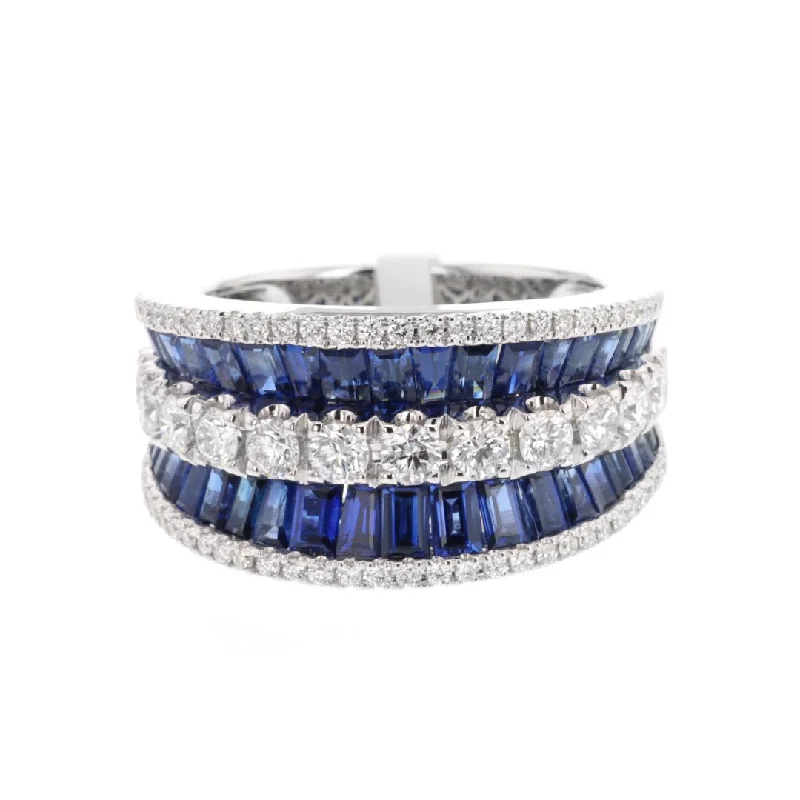 women’s designer diamond jewelry for luxury occasions -Blue Sapphire & Diamond Ring