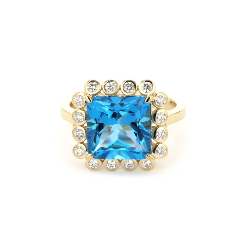 women’s sterling silver jewelry for chic style -Blue Topaz & Diamond Ring