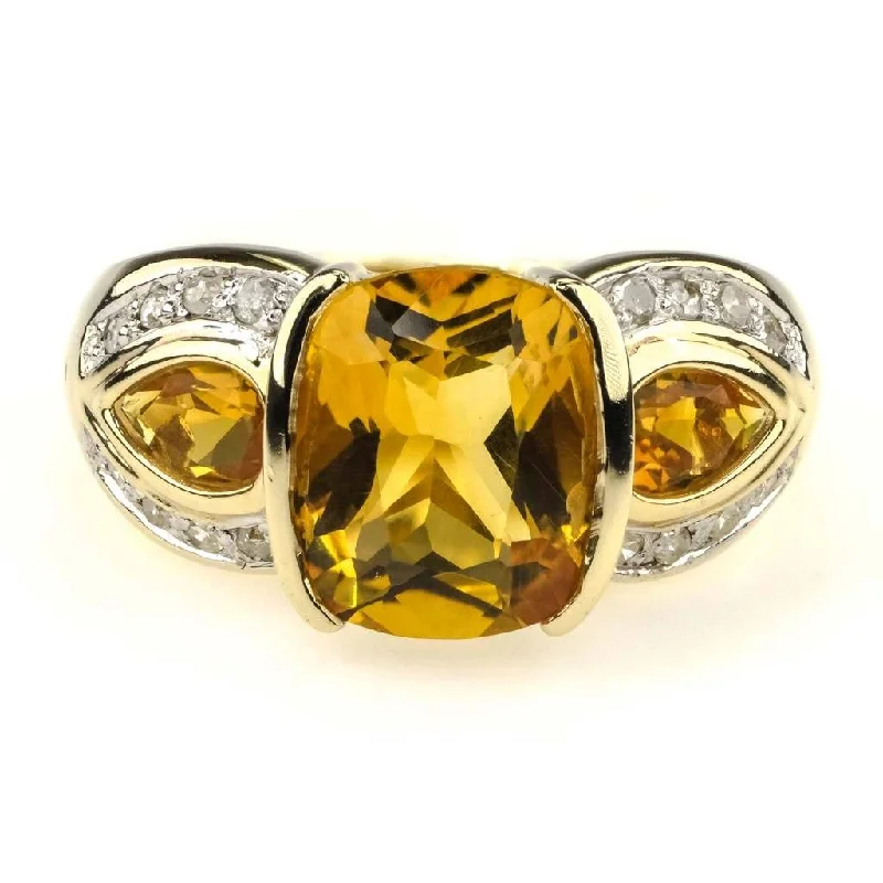 luxurious women’s diamond earrings for glamorous looks -Citrine and Diamond Ring in 14K Yellow Gold