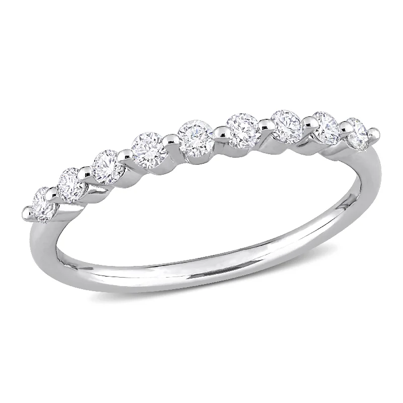 women’s wedding bands with diamonds for a timeless touch -Created Forever 1/3ct TW Lab-Grown Diamond Semi-Eternity Ring in Platinum Silver