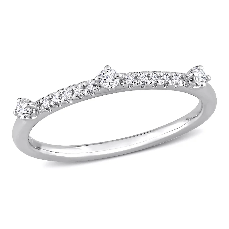 women’s trendy jewelry sets for summer -Created Forever 1/7ct TW Lab-Grown Diamond Semi-Eternity Ring in Platinum Silver