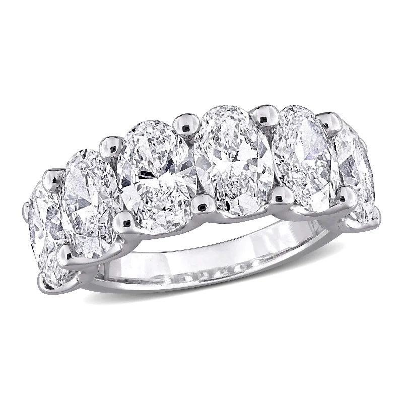 women’s elegant bracelets with charms -Created Forever 6ct TW Oval-Cut Lab-Grown Diamond 6-Stone Anniversary Band in 14k White Gold