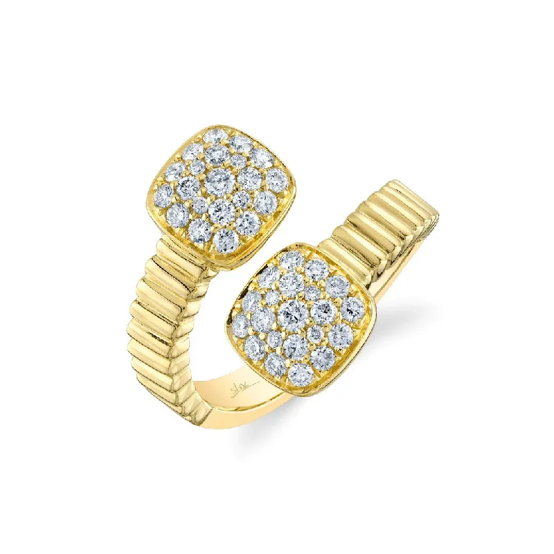 women’s chic brooches for vintage-inspired looks -Diamond Ribbed Bypass Ring