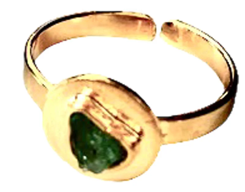 women’s delicate bracelets for minimalistic fashion -E-Volve Collection Colombian Raw Emerald & 24k Gold Plated Ring