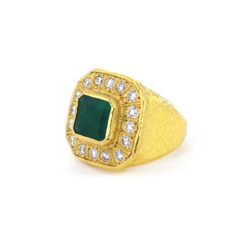 women’s wedding bands with diamonds for a timeless touch -Emerald & Diamond 24K Ring