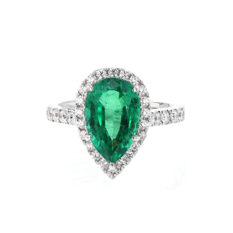 women’s modern diamond rings for contemporary fashion -Emerald & Diamond Halo Ring