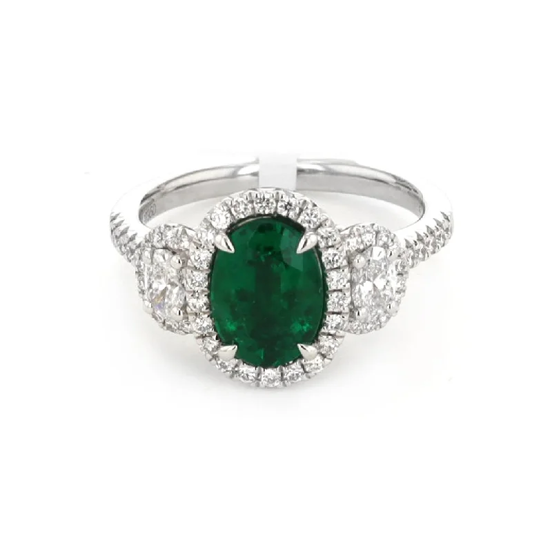 women’s engraved rings for personalized gifts -Emerald & Diamond Ring