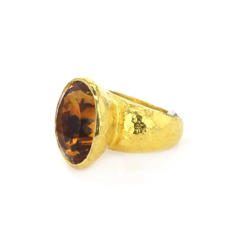 affordable women’s luxury jewelry sets -Faceted Oval Citrine Ring