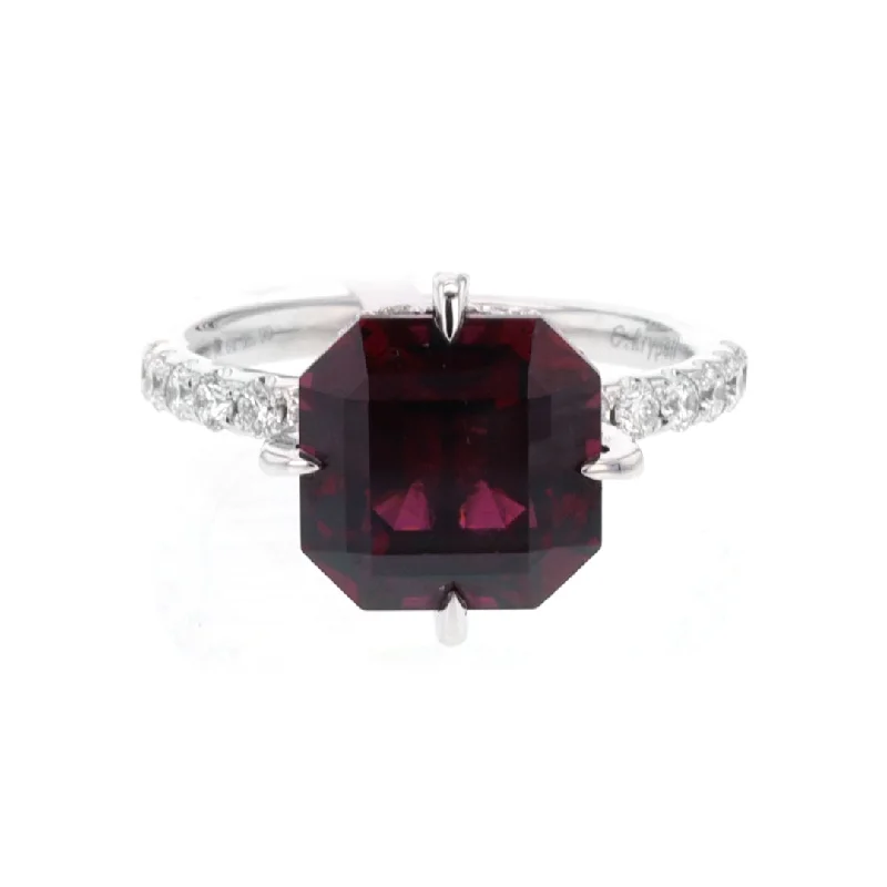 stylish women’s necklaces for layering -Garnet & Diamond Ring