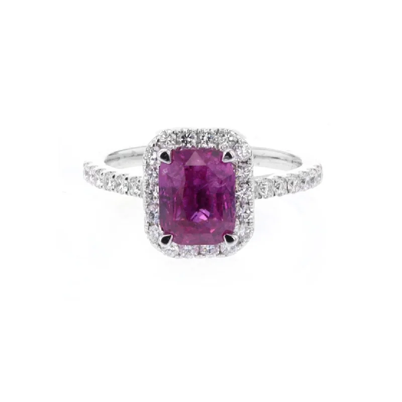 women’s colorful earrings for adding a pop of color -Pink Sapphire & Diamond Halo Ring