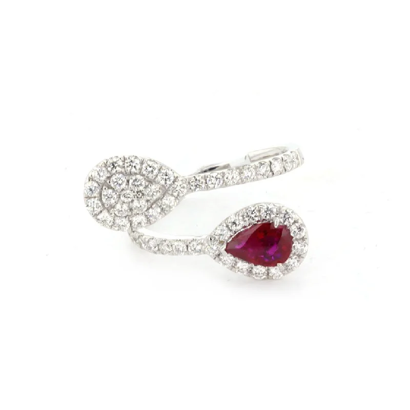 women’s designer jewelry for unique fashion -Ruby & Diamond Bypass Ring