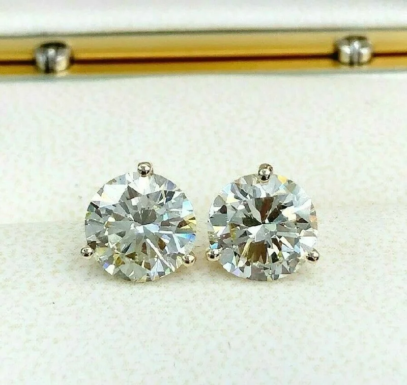 best women’s earrings for special occasions -100% Natural Colorless & Shiny 4.05 Carats t.w. Diamond Stud Earrings 14KWG New