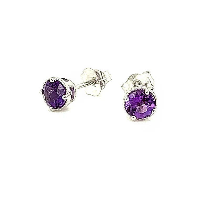 women’s vintage-style jewelry for collectors -Amethyst Stud Earrings