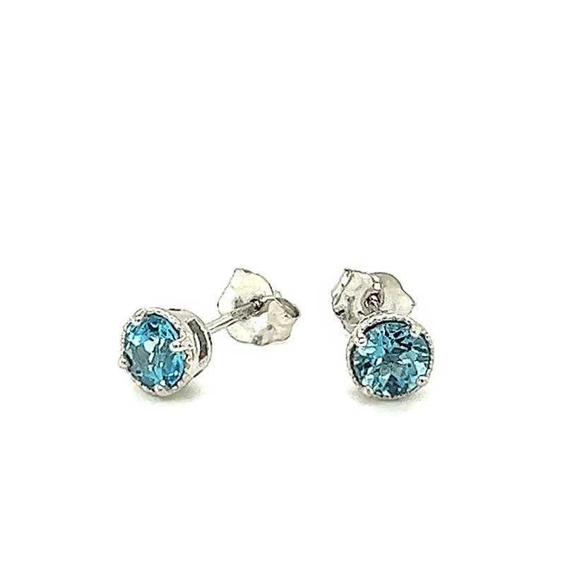 affordable women’s gold hoop earrings -Blue Topaz Stud Earrings