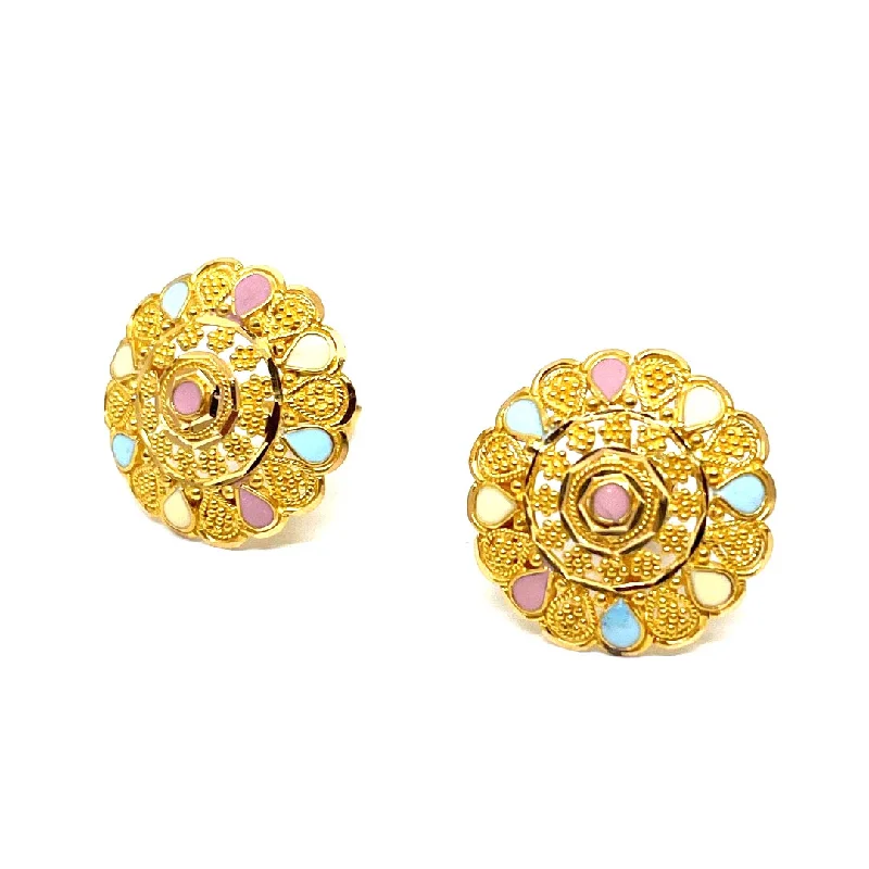 women’s crystal jewelry for evening wear -22k Gold Earrings Studs