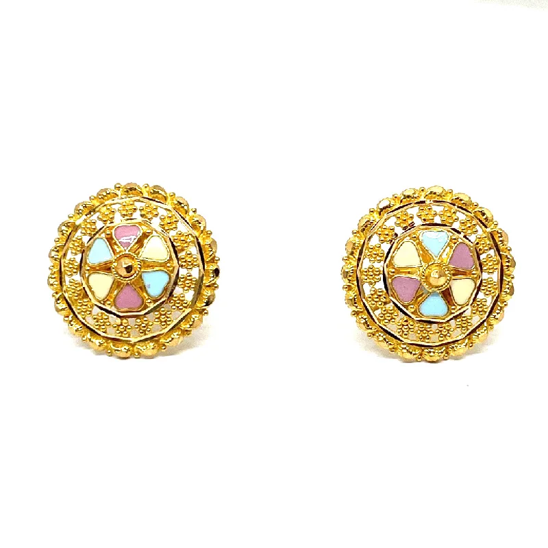 women’s colorful gemstone rings for bold style -22k Gold Earrings Studs