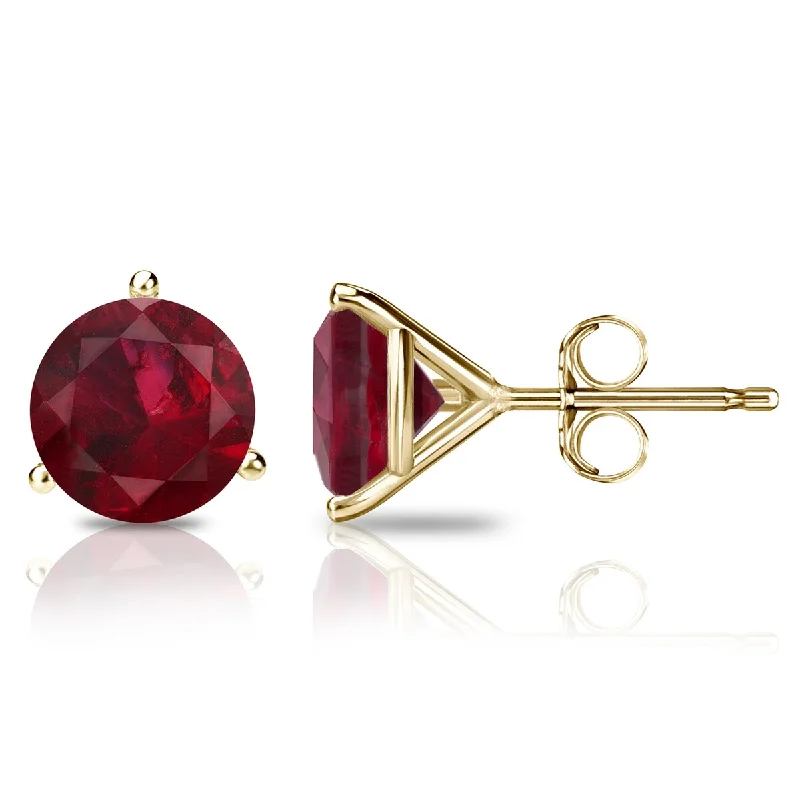 women’s gold jewelry for stylish looks -Auriya 14k Gold 3/5ctw Solitaire Ruby Gemstone Stud Earrings Martini-set