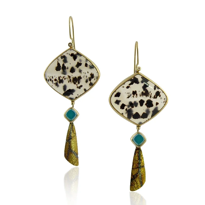 best women’s watches for gift-giving -Montana Agate Gold Diamond Wing Drop Earrings