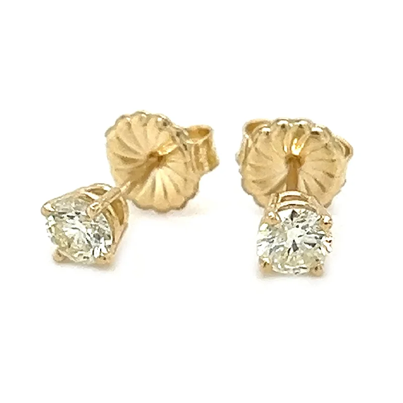 women’s trendy jewelry sets for summer -Yellow 14 Karat Stud Earrings