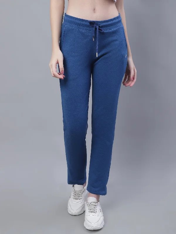 affordable women’s dress pants for work -Women's Casual  Blue Full length Mid rise Track Pants