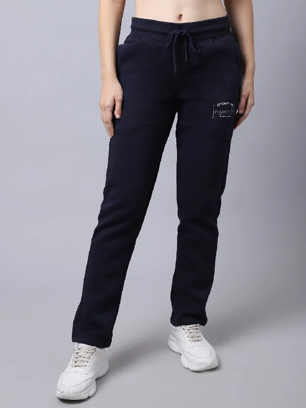 chic women’s t-shirts for casual style -Women's Casual  Navy Blue Full length Mid rise Track Pants