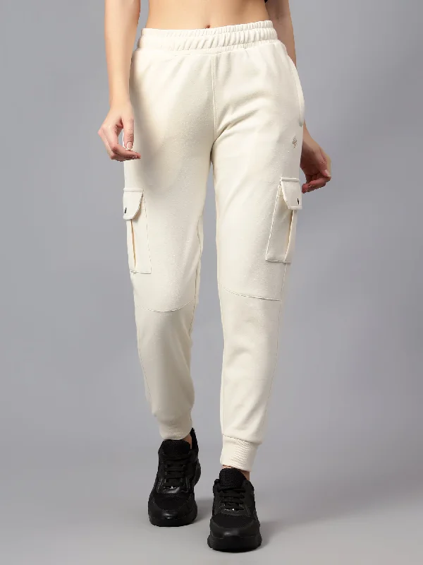 women’s trendy blouses for casual outings -Women's Casual  Ivory Ankle length Mid rise Jogger Pants