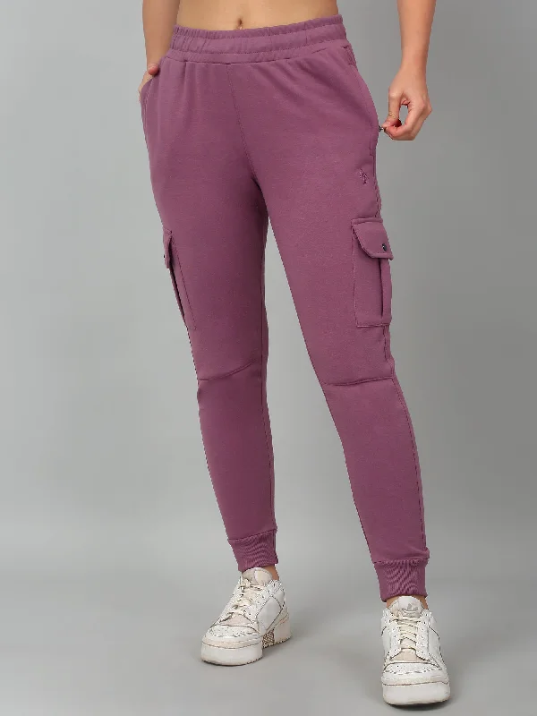 fashionable women’s outerwear for winter -Women's Casual  Mauve Ankle length Mid rise Jogger Pants