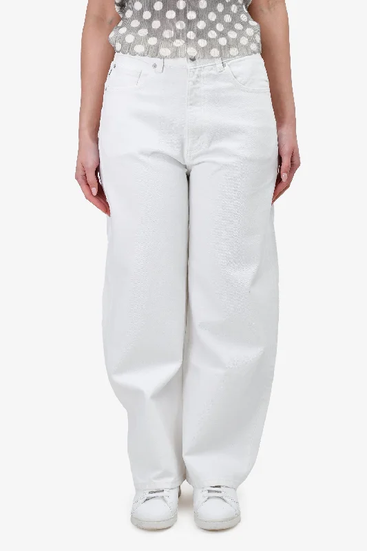 women’s winter coats with fur details -DL1961 White Denim Wide Leg Jeans Size 27