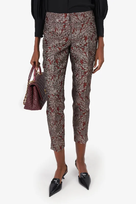 best jackets for women in 2025 -Dolce & Gabbana Burgundy Jacquard Trousers Size 40