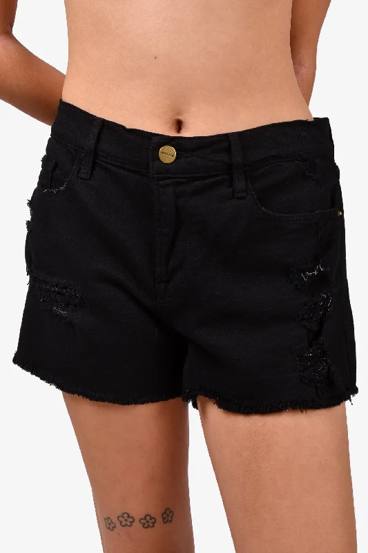 women’s pants with high-waisted designs -Frame Black Denim Cut-Off Shorts Size 28