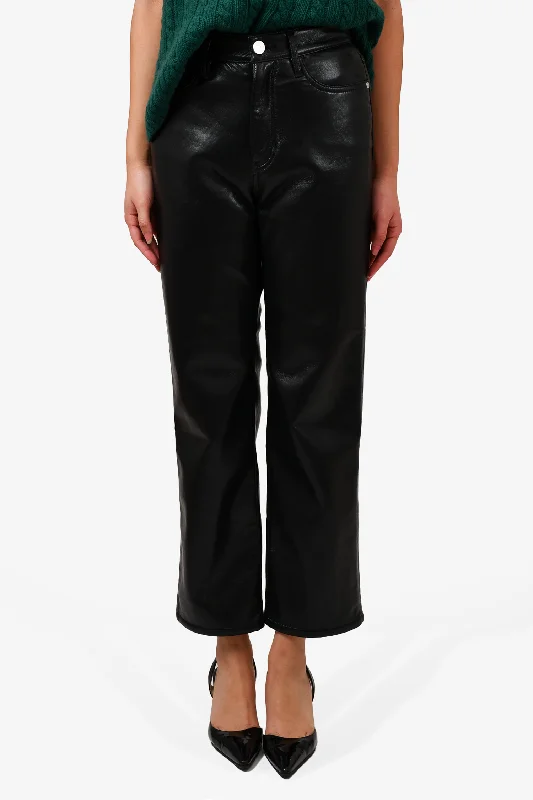 women’s business attire for professional meetings -Frame Black Leather 'Le Jane Crop' Pants Size 24