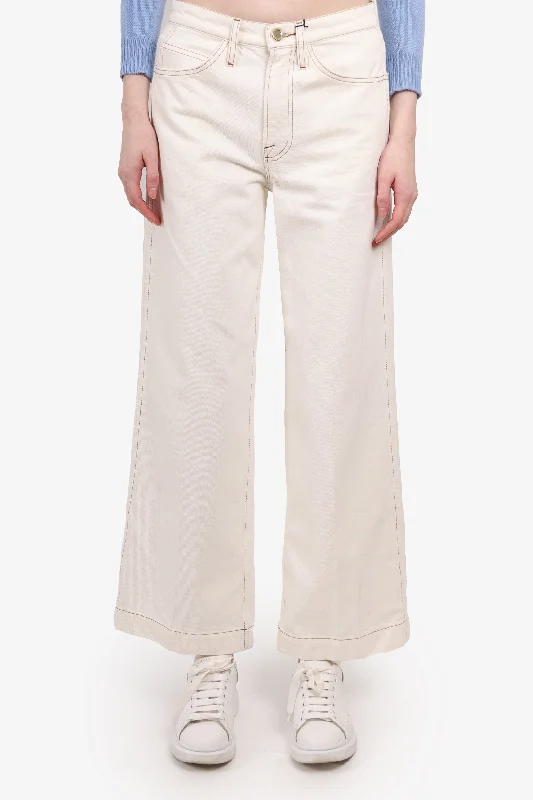 comfortable women’s sweatpants for lounging -Frame Cream Wide Leg 'Pixie' Jeans Size 25