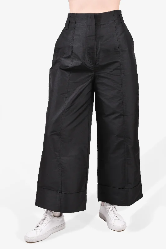 women’s elegant shoes for evening events -Ganni Black Nylon Wide Leg Pants Size 40