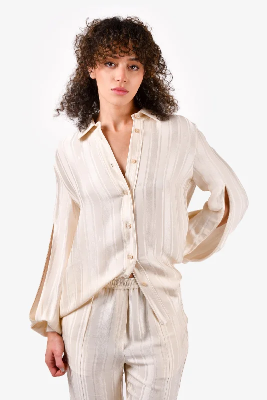 women’s summer dresses for hot days -Golden Goose Deluxe Brand Cream Striped Shirt + Pants Set Size S