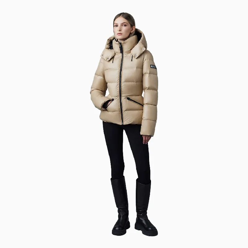 women’s comfortable dresses for workwear -Women's MADALYN Lustrous Light Down Jacket With Hood