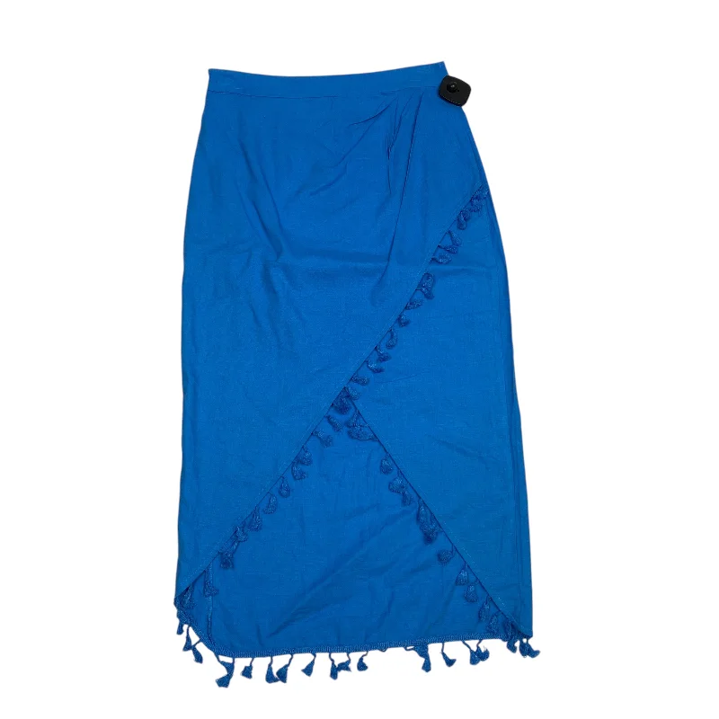 women’s casual outfits for travel -Skirt Midi By Shein In Blue, Size: S