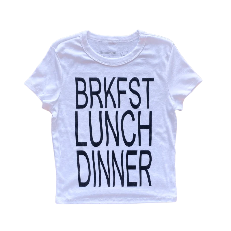 fashionable women’s dresses for night outs -BRKFST LUNCH DINNER Text Women's Baby Rib