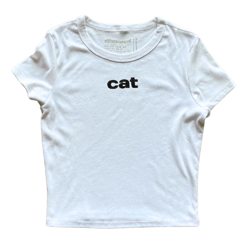 best women’s coats for rainy weather -Cat Text Women's Baby Rib