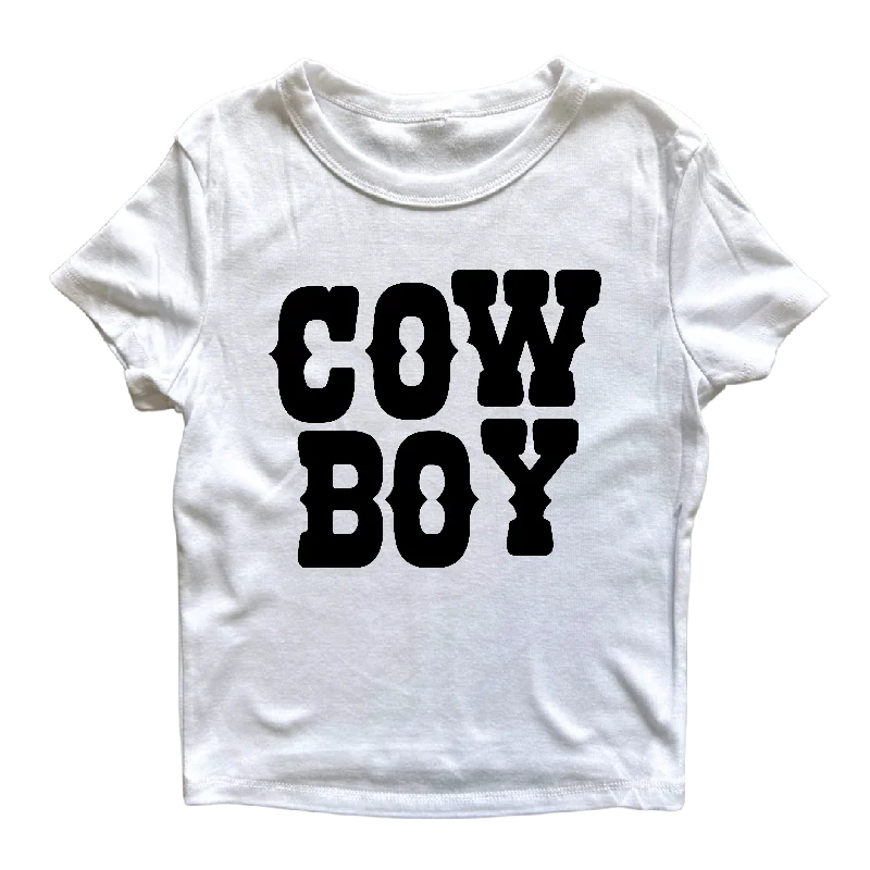 women’s casual outfits for travel -Cowboy Text Women's Baby Rib