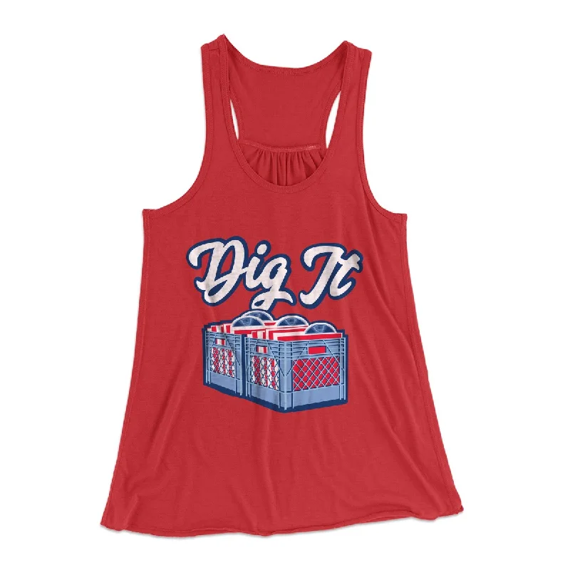 casual women’s pants for warm weather -Dig It - Record Crate Women's Flowey Tank Top