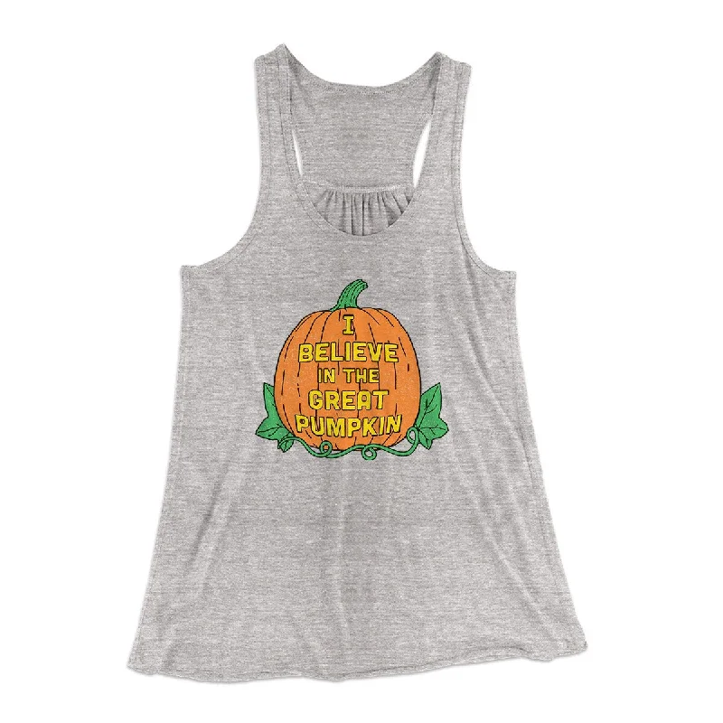 women’s casual skirts for summer style -I Believe In The Great Pumpkin Women's Flowey Racerback Tank Top